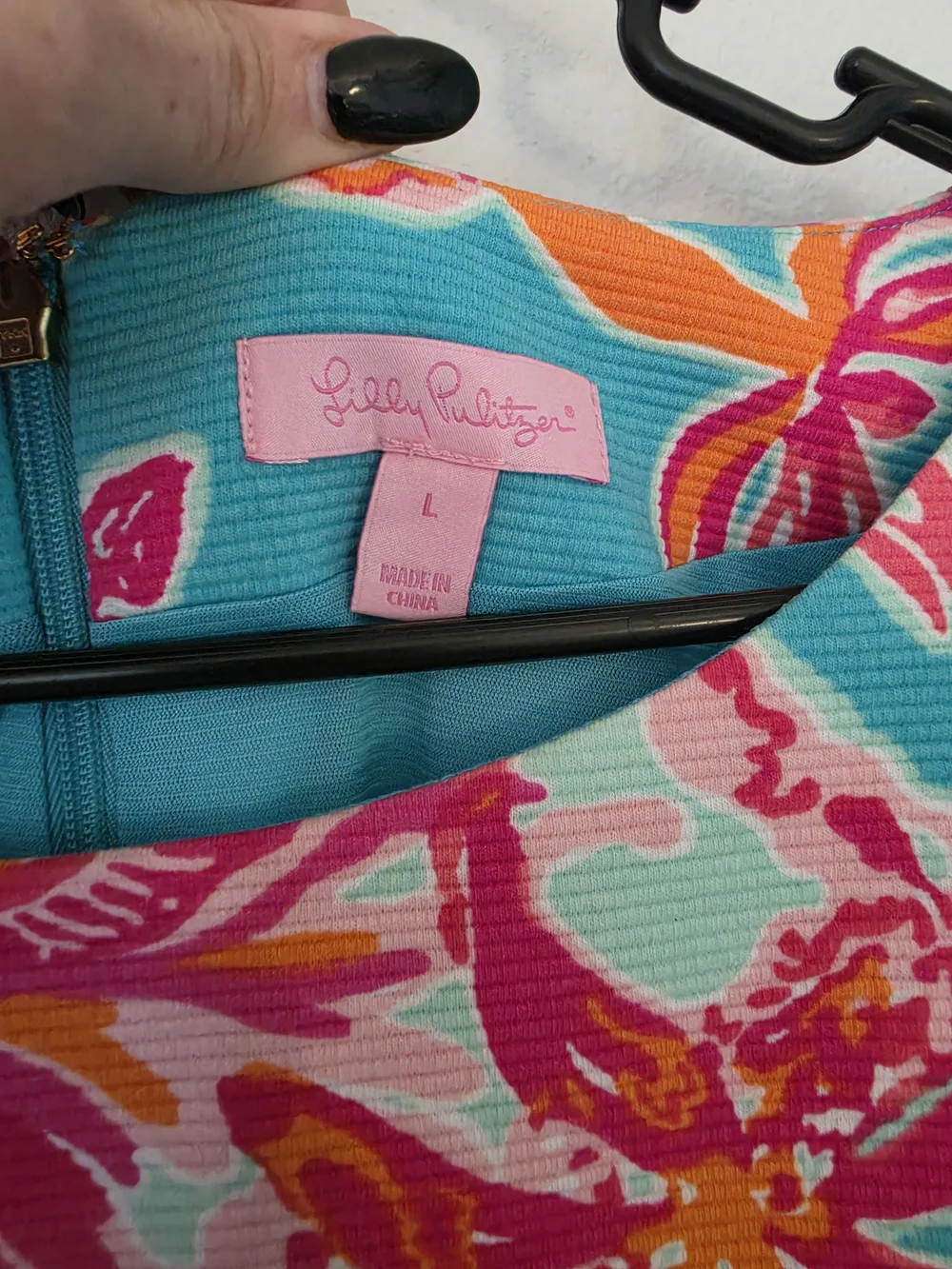 Lilly Pulitzer Turquoise Floral Cap-Sleeve Mini Dress with Pink & Orange Blooms - Picture 4 of 8